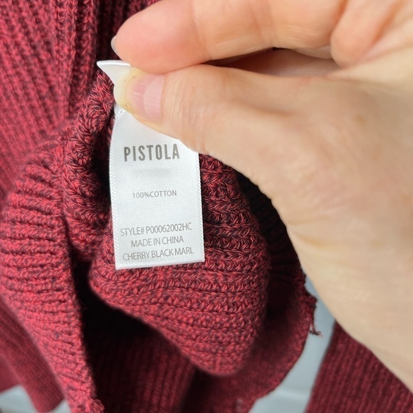 Pistola Eva Distressed Cotton Crew Neck Pullover, Cherry Black Marl, XL, NWT - Picture 10 of 12